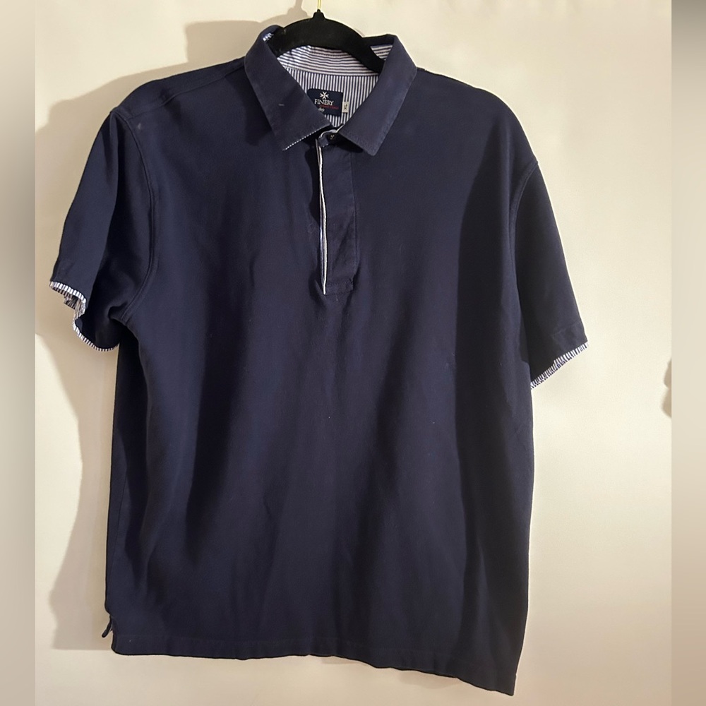 FINERY AMAR COAST MADE IN ITALY MENS NAVY/WHITE POLO PREPPY SHIRT SIZE XL